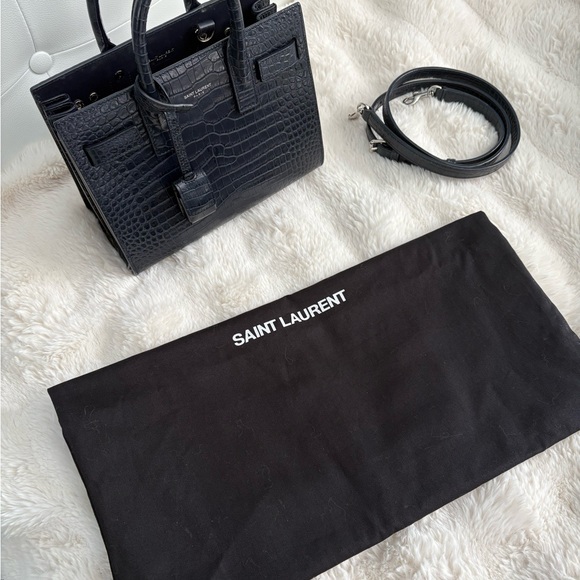 Saint Laurent Midnight Croc Embossed Tote - Picture 11 of 11